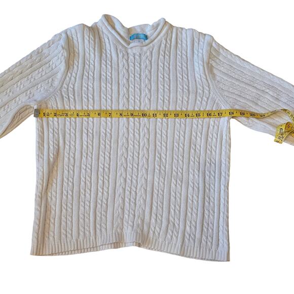 Jennifer Moore White Corton Cable Knit Sweater Size XL - Picture 5 of 6